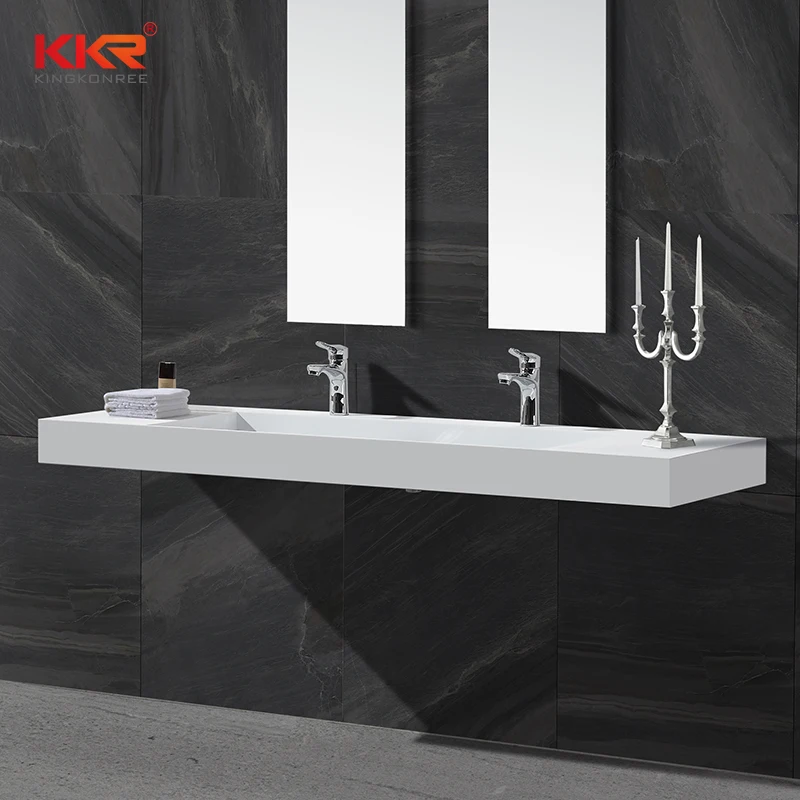 Long Through Sink Bathroom Sinks with Two Faucets Bathroom Lavabo