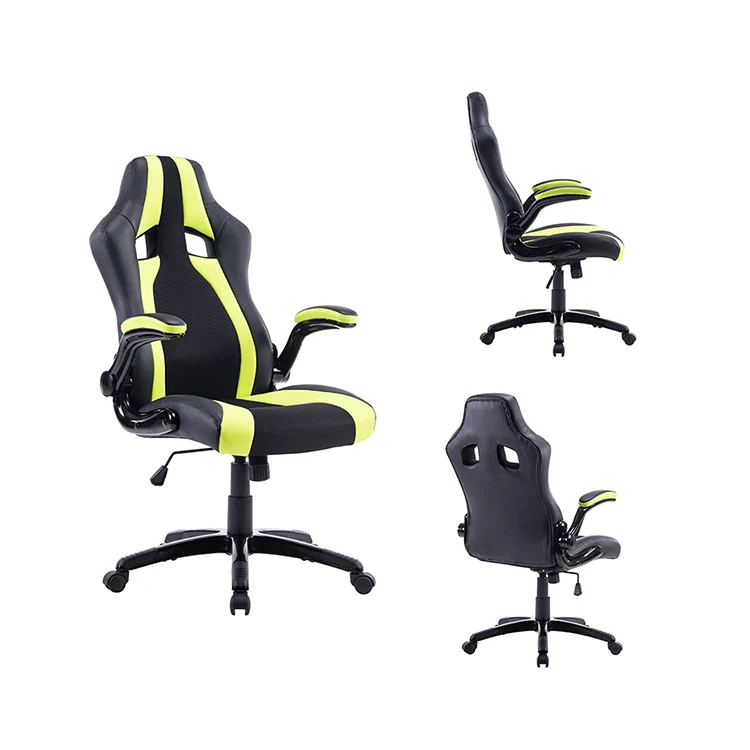 Дышащий перфорированный pu покрытые подушки игровой «Гоночный» офисный стул с подлокотниками