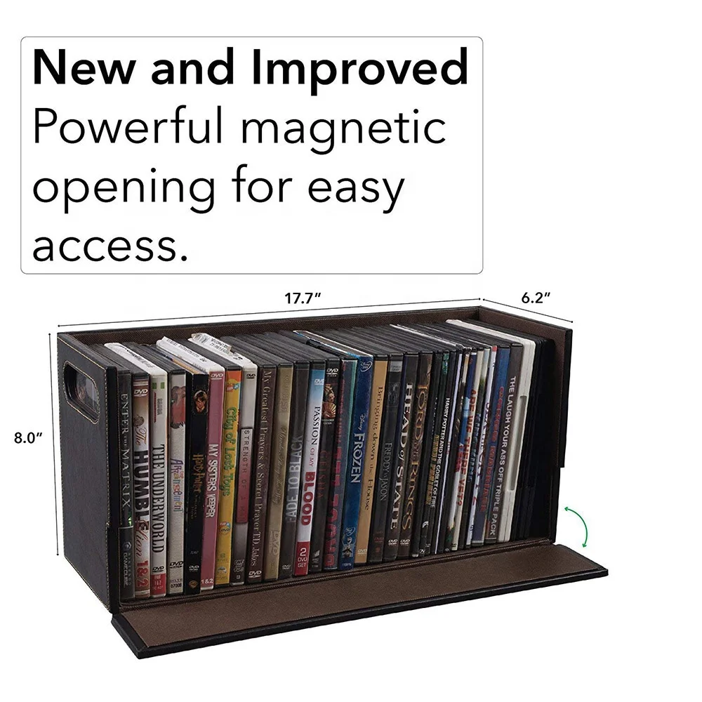 DVD Storage Box with Magnetic Opening - Holds 28 DVDs/BluRays for