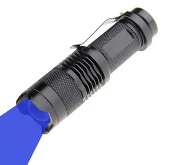 Outdoor Activities Zoom Tactical Led Flashlight Mini Portable Hunting Night Fishing Blue Light Torch
