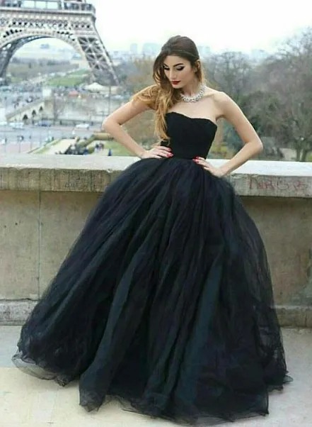 Wholesale Strapless Sleeveless Tulle Long Black Ball Gown Evening Dresses  From m.alibaba.com