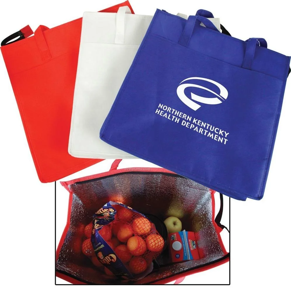 Silk Screen Printed Logo Eco Friendly Insulated Thermal Bag Non Woven Food Delivery Bag Lunch Cooling Thermal Cooler Bag