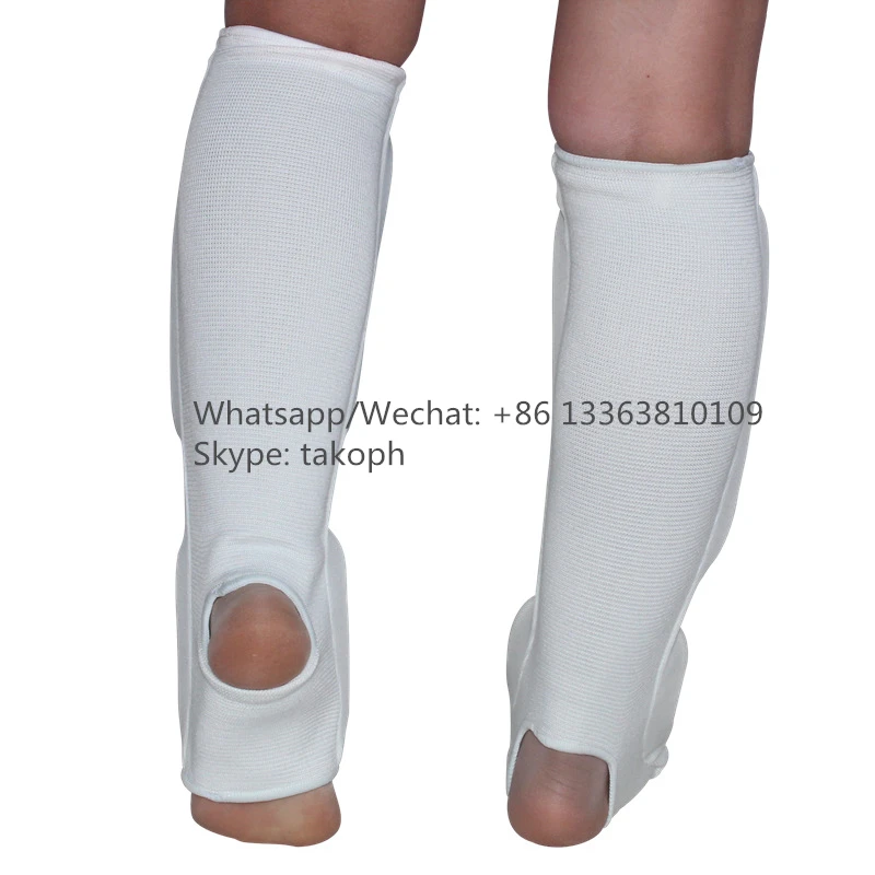 Пользовательский логотип боксерский футбол хлопок тхэквондо каратэ голень и подъем икры защитные подушечки