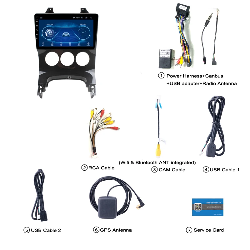 Wanqi 9 INCH 4 Cores Android 111 Car Dvd Multimedia Player Radio Video Stereo Gps Navigation System for Peugeot 3008 2009-2015