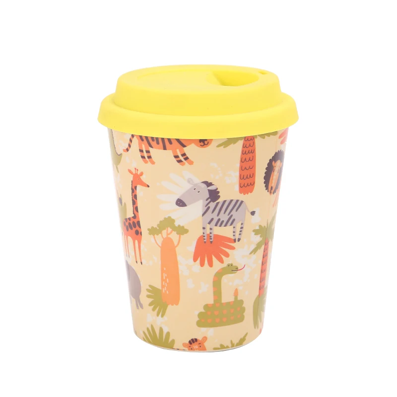 Reusable Bamboo Fiber Coffee Mugs with Silicone Sleeve Water Bottle