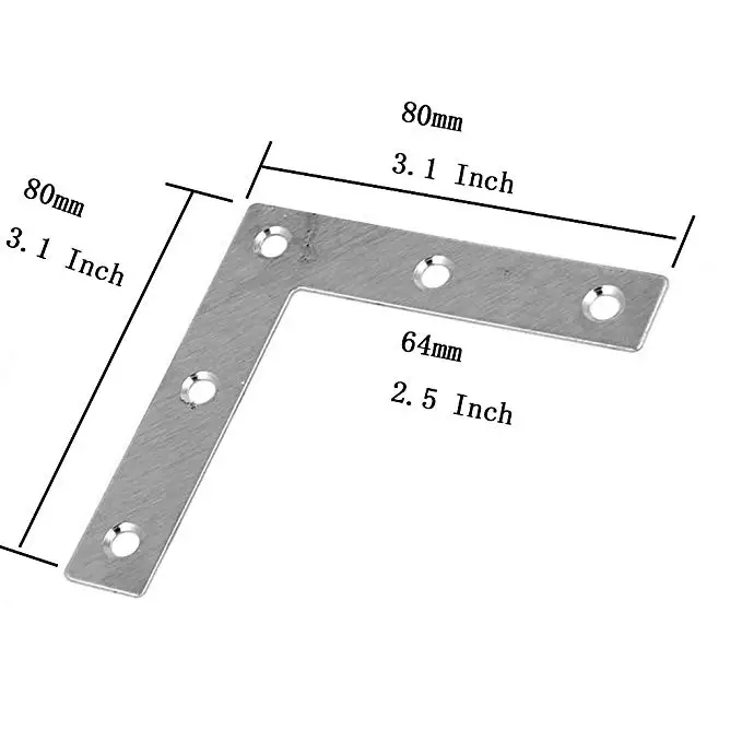Металлические L-образные плоские скобы для ремонта ремонтных пластин 50 мм x 50 мм x 1 мм