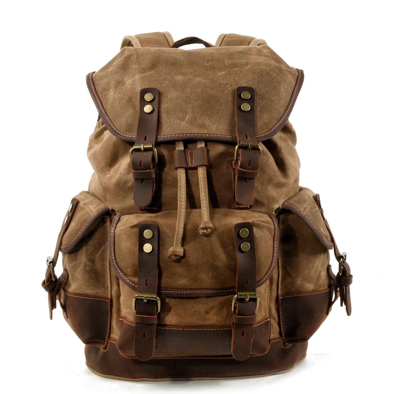 New Design Vintage Waxed Canvas Outdoor Climbing Trekking Backpack Rucksack