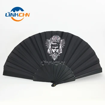 OEM custom advertising hand fan black folding fan