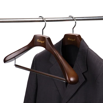 supplier extra wide rounded shoulder walnut wooden coat hangers