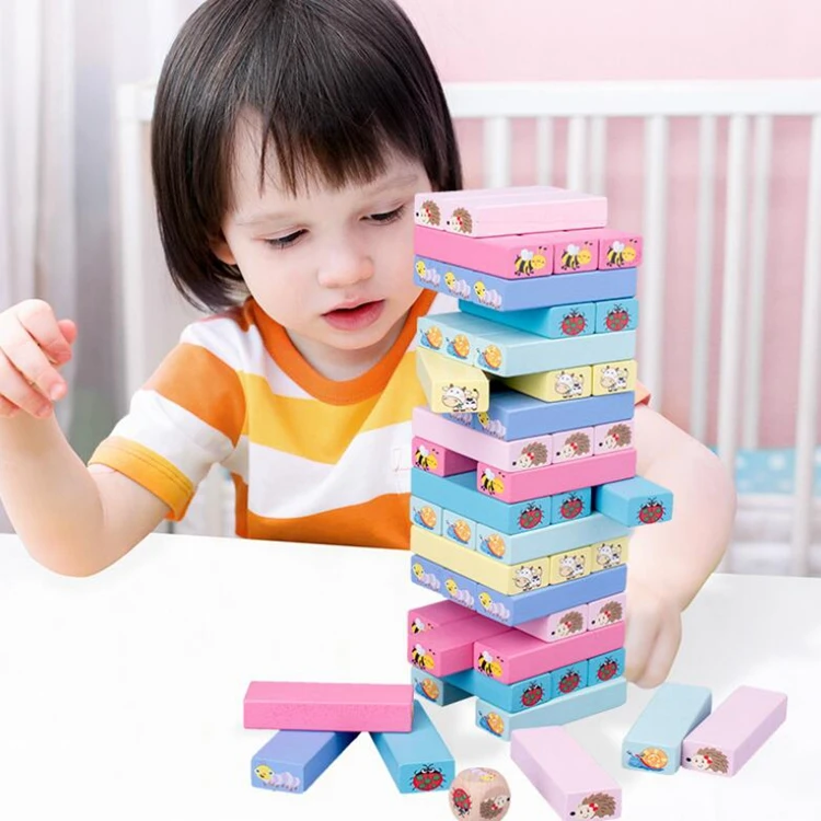 Intelligence Building Blocks Toy Wooden Stack High Blocks
