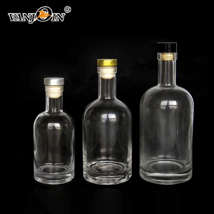 3 pcs 12 oz Heavy Base Glass Liquor Bottles with T-Top Synthetic