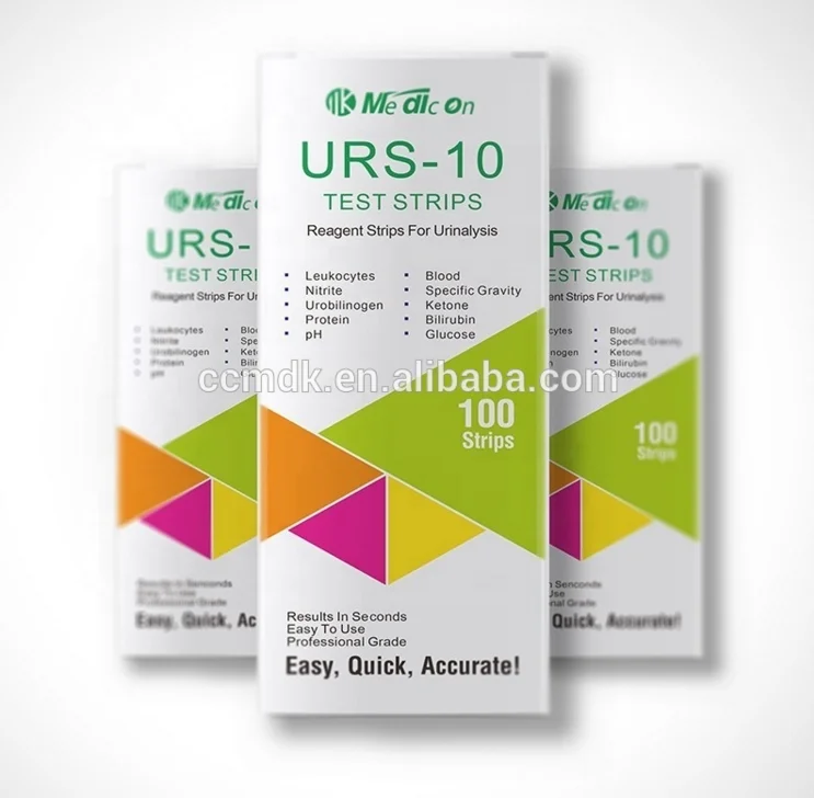 Medicon URS-10 Reagent Strips for Urinalysis Visual or Instrument Testing Urine 10 Parameters