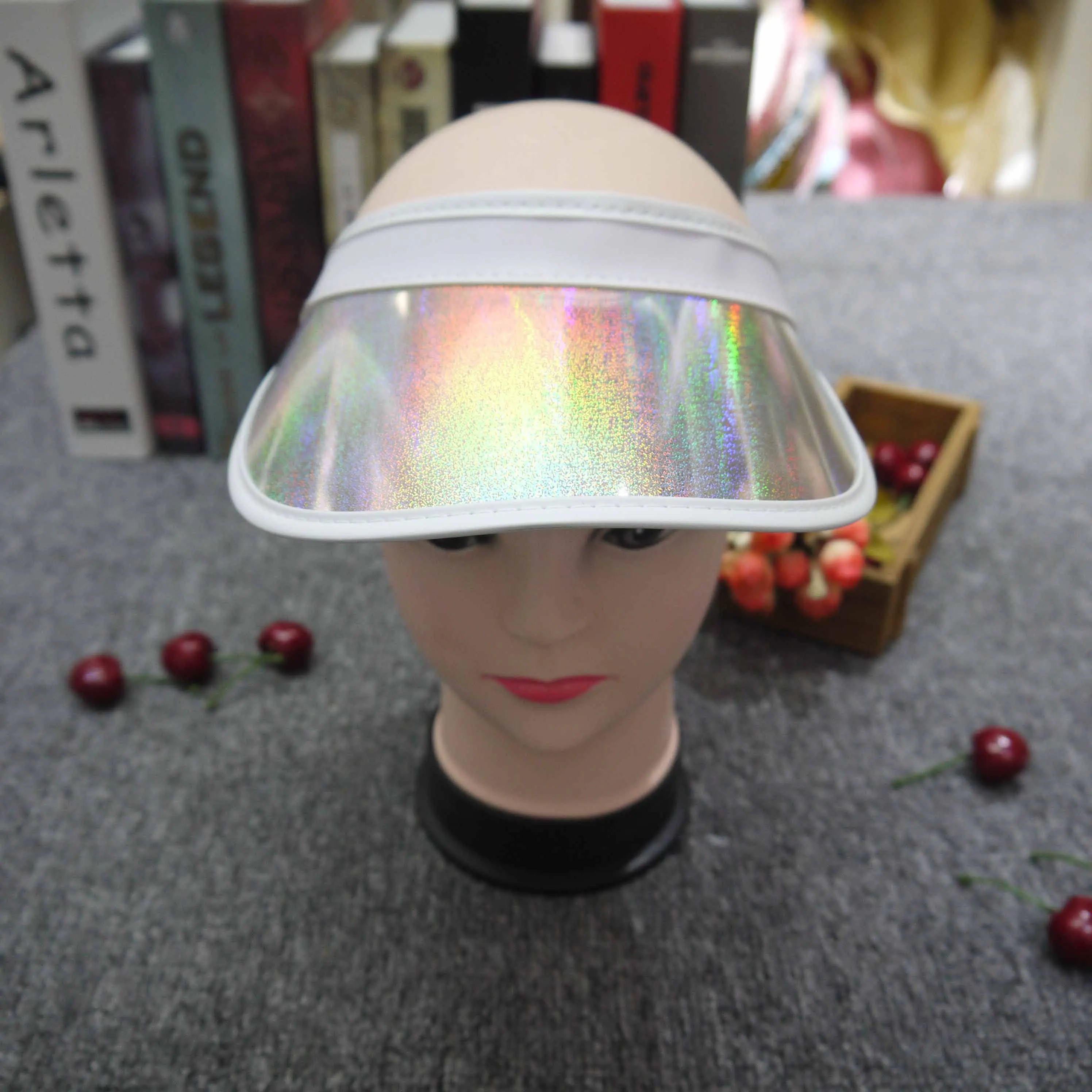 Portable Plastic PVC UV Protection Sun Visor Hat High Fashionable Shining Material for Outdoor Sports Cycling Travel Daily Use