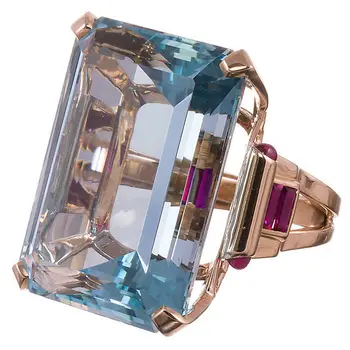King Big Stone Ring London Blue Topaz Women's Fashion Ring Dropshiping Gem Stone Promise Cubic Zirconia Alloy BOHEMIA Engagement