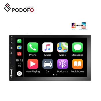 Podofo Double Din Car Stereo Carplay Car Radio Autoradio 2 Din 7'' HD Touch Screen Autoestereo BT AUX-IN USB FM Receiver