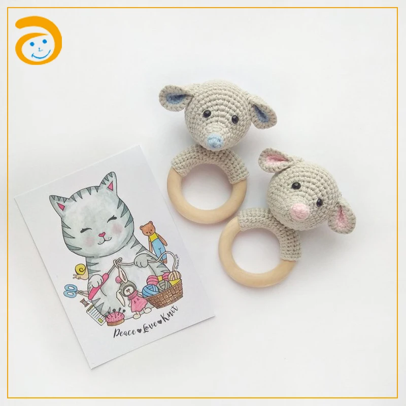 
 Детская игрушка-погремушка ручной работы, шейкер, прорезыватель со слоном  