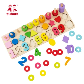 3 in 1 shape number recognition wooden activity matching board educational toy for kids 3+ children kids toys educational