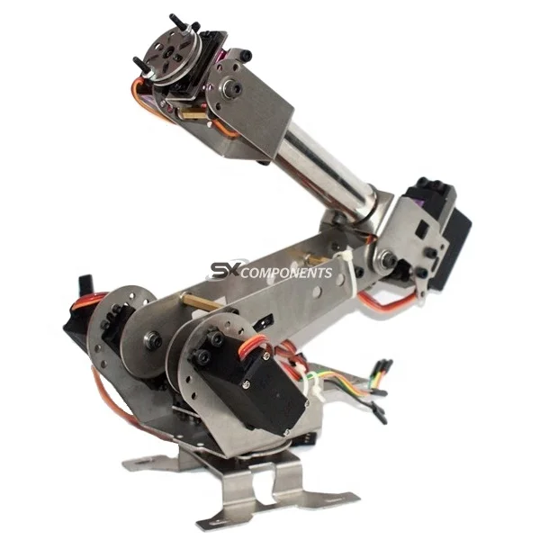 New 6-Axis Stainless Steel Robot Arm Metal Robotic Manipulator with Servos DIY 