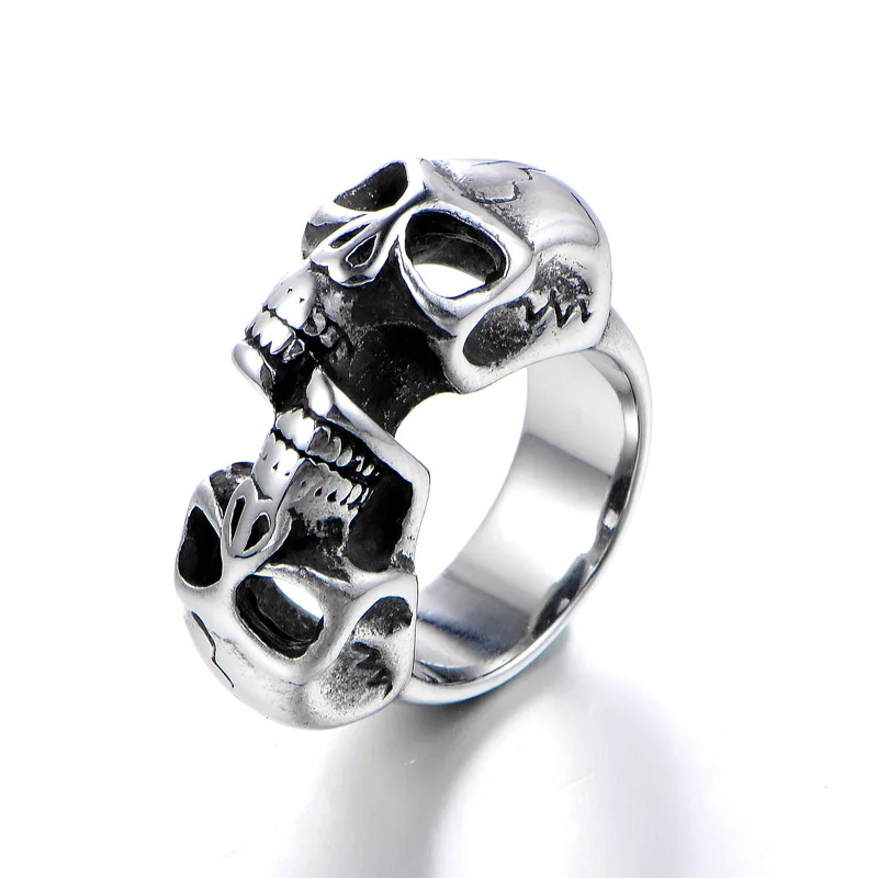 High Quality Arrival Punk Double Head Skeleton Finger Band