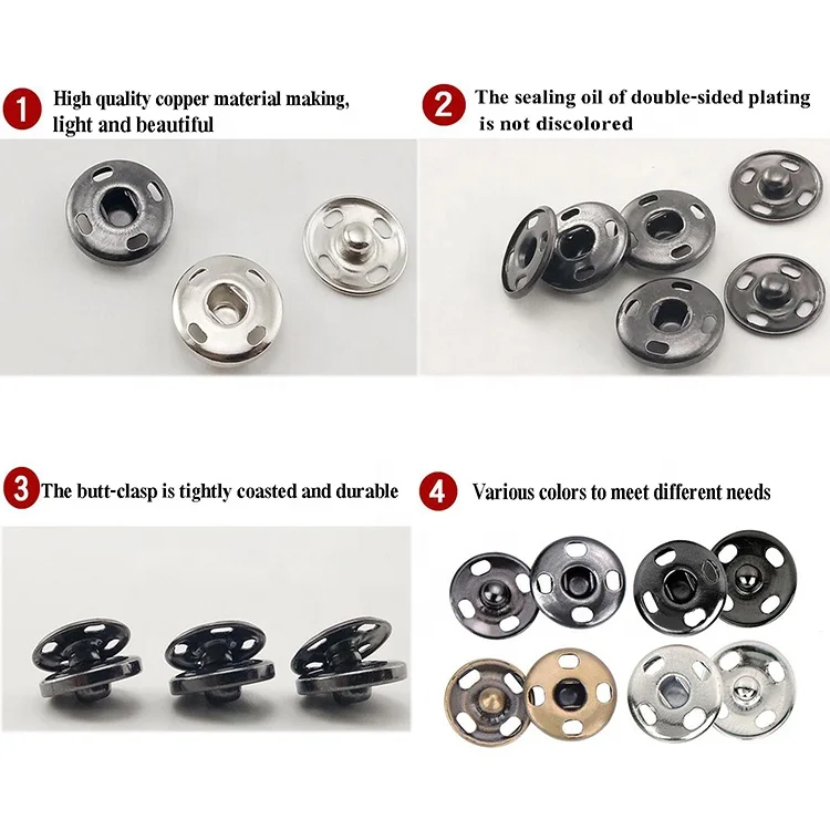 Source 15mm Brass Metal Press Studs Sewing Button Double Snap Button for  Jeans/Clothing/DIY on m.