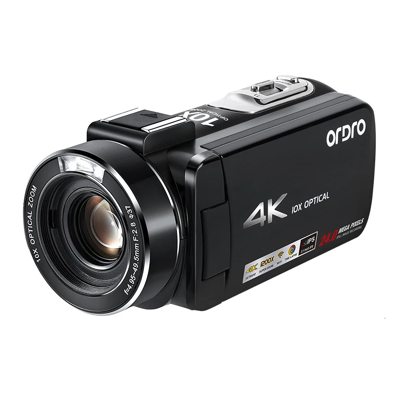 Ordro 4K Camcorder AC7 - 10X Optical Zoom & Wifi Recording