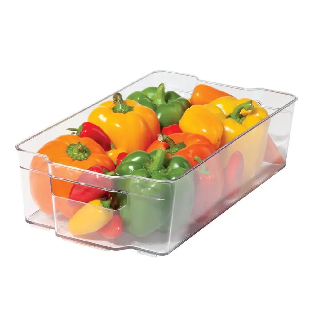 Clear Stackable Storage Containers Fridge Food Bins Freezer Organizer Bin Set Acrylic Bin with Handle for Home Refrigerator