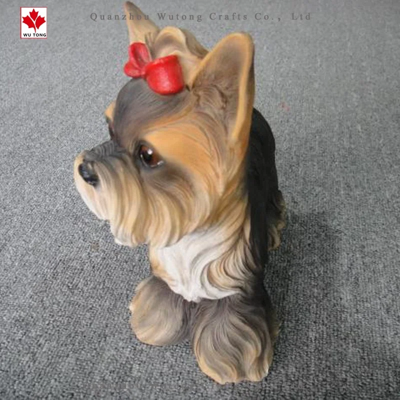 Handicraft Resin Simulation Yorkshire Terrier Home Garden Animal Statues