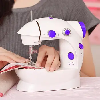 mini sewing machine price of a home mini portable hand handheld embroidery kit electric household sm-202 with table domest
