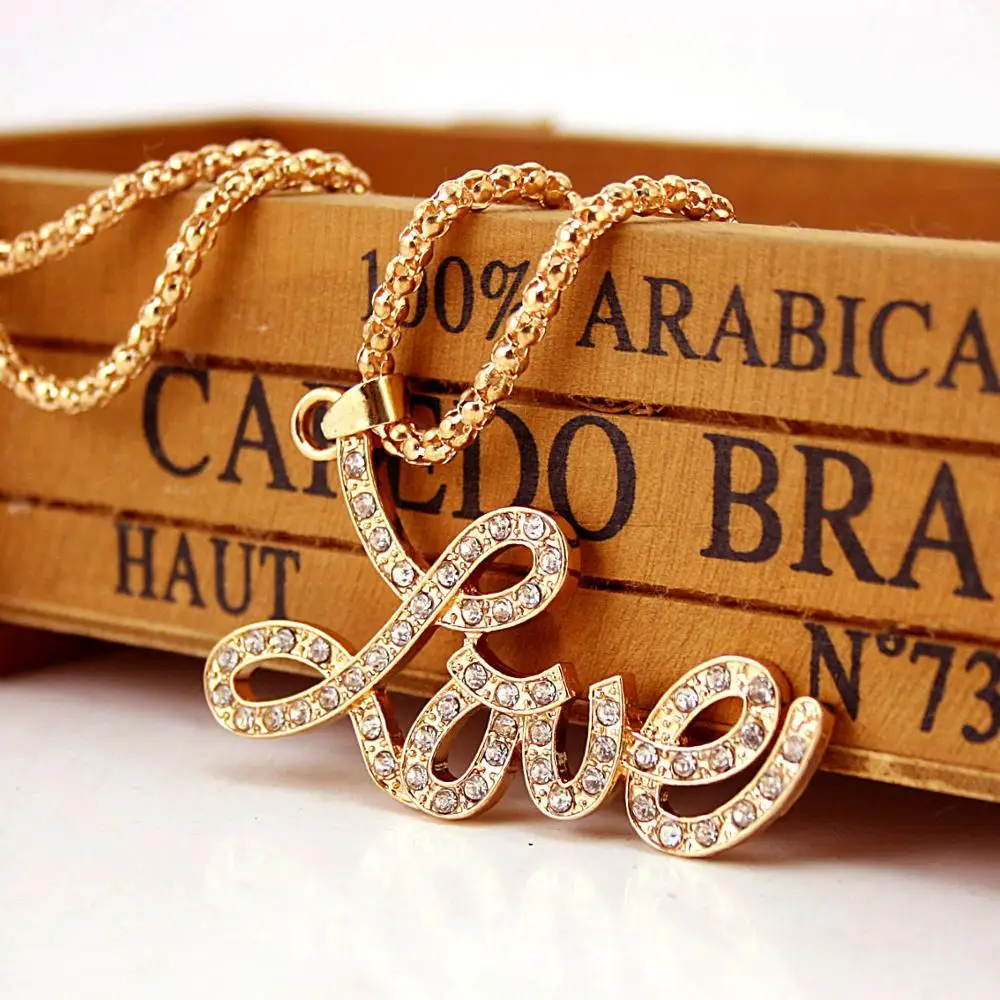 letter love fashion necklace sweater chain perfect lover gift