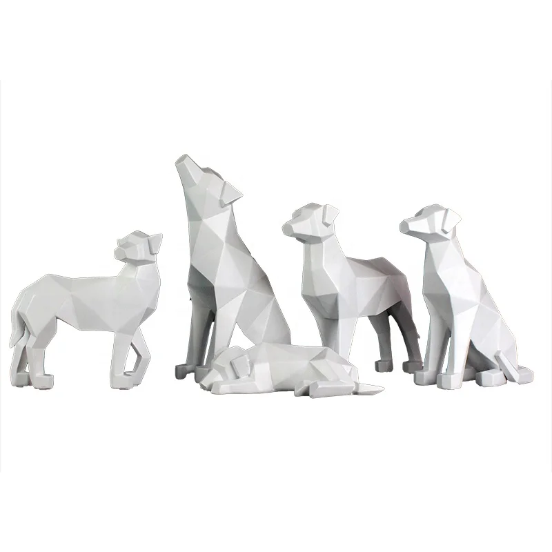 Dog Statue Decor Decorative Geometric SCULPTURE Home Decoration Nordic Style Resin Europe Artificial Animal