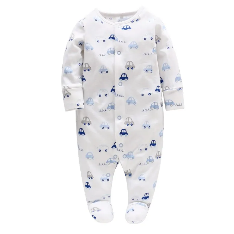 China garment manufacturer customized own brand rompers long sleeve baby footie