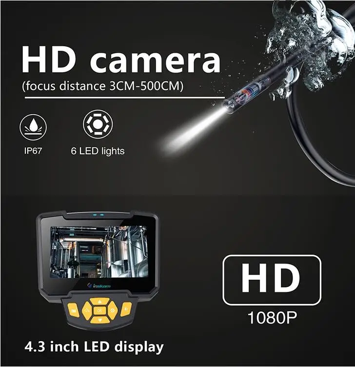 Handheld Inspection Camera System Recording Endoscope for Car Repair