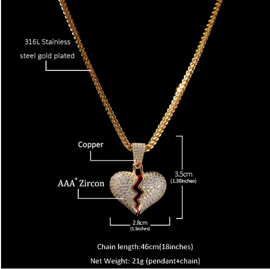 Paquete De 5 piezas 14k Chapado en Oro Cadena de Hip Hop de circonita cúbica CZ Colgante De León Grande