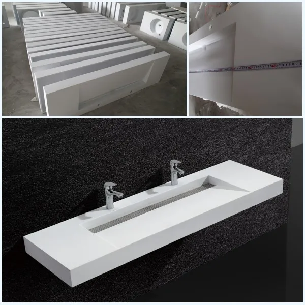 Long Through Sink Bathroom Sinks with Two Faucets Bathroom Lavabo