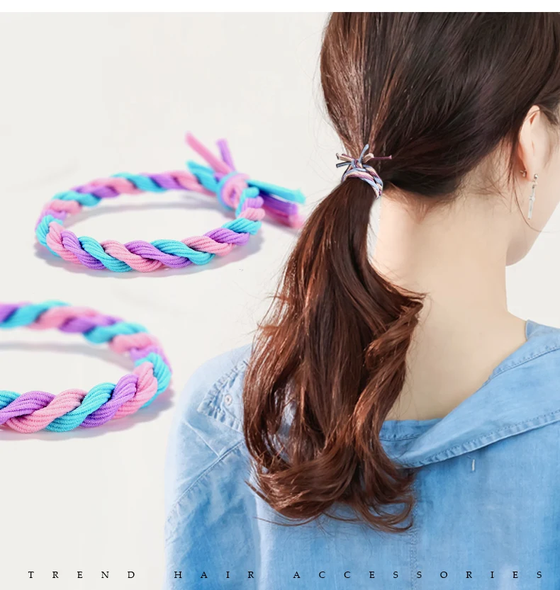 Заводская поставка элегантная прочная плетеная эластичная лента для волос с завязанным бантом