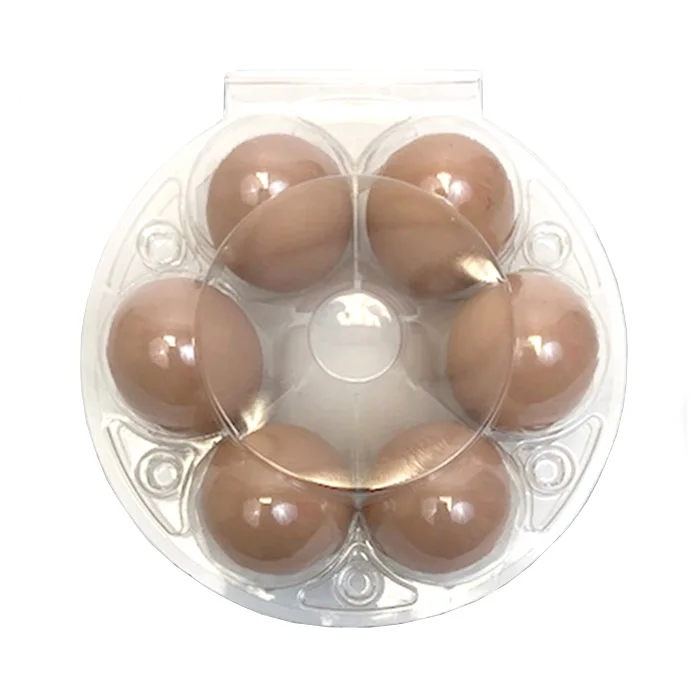 Transparent disposable round circle shape blister plastic egg tray boxes