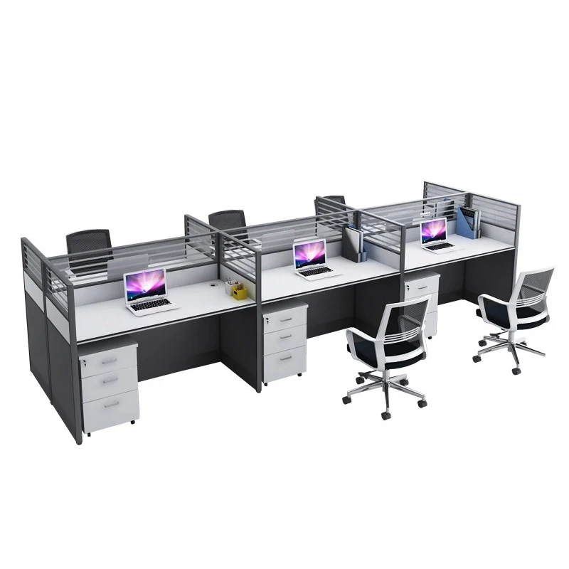 Latest Design Modern Office Table Office Desk 6 People Workstation Computer Staff Writing Table