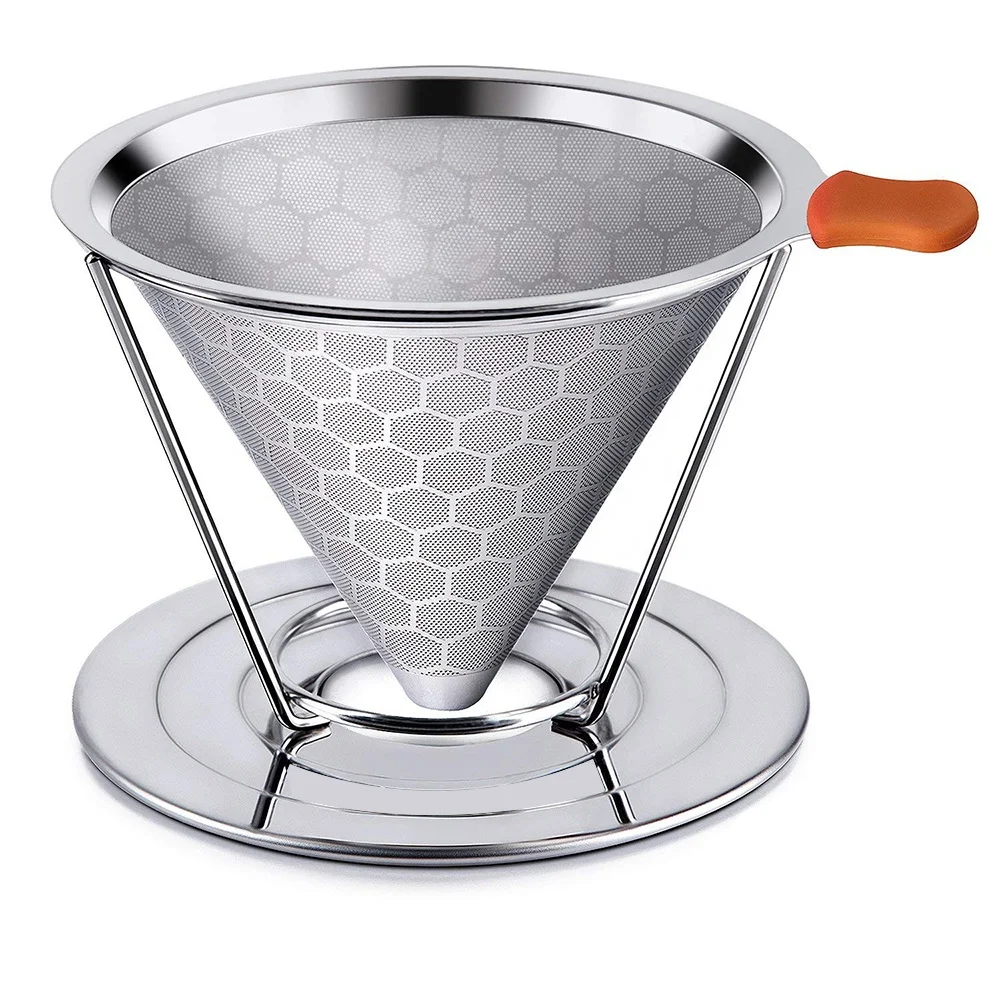 Reusable Coffee Maker Tools Funnel Mesh Strainer Drip Coffee Beans Filter With Cup Stand Holder Cold Brew Stainless Steel Metal Buy 316 Stainless Steel Collapsible Coffee Filter Cone Glass Coffee Filter Holder Vacuum