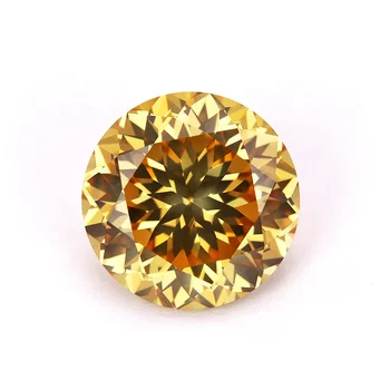 wuzhou gems high quality champagne round shape cubic zirconia For jewelry