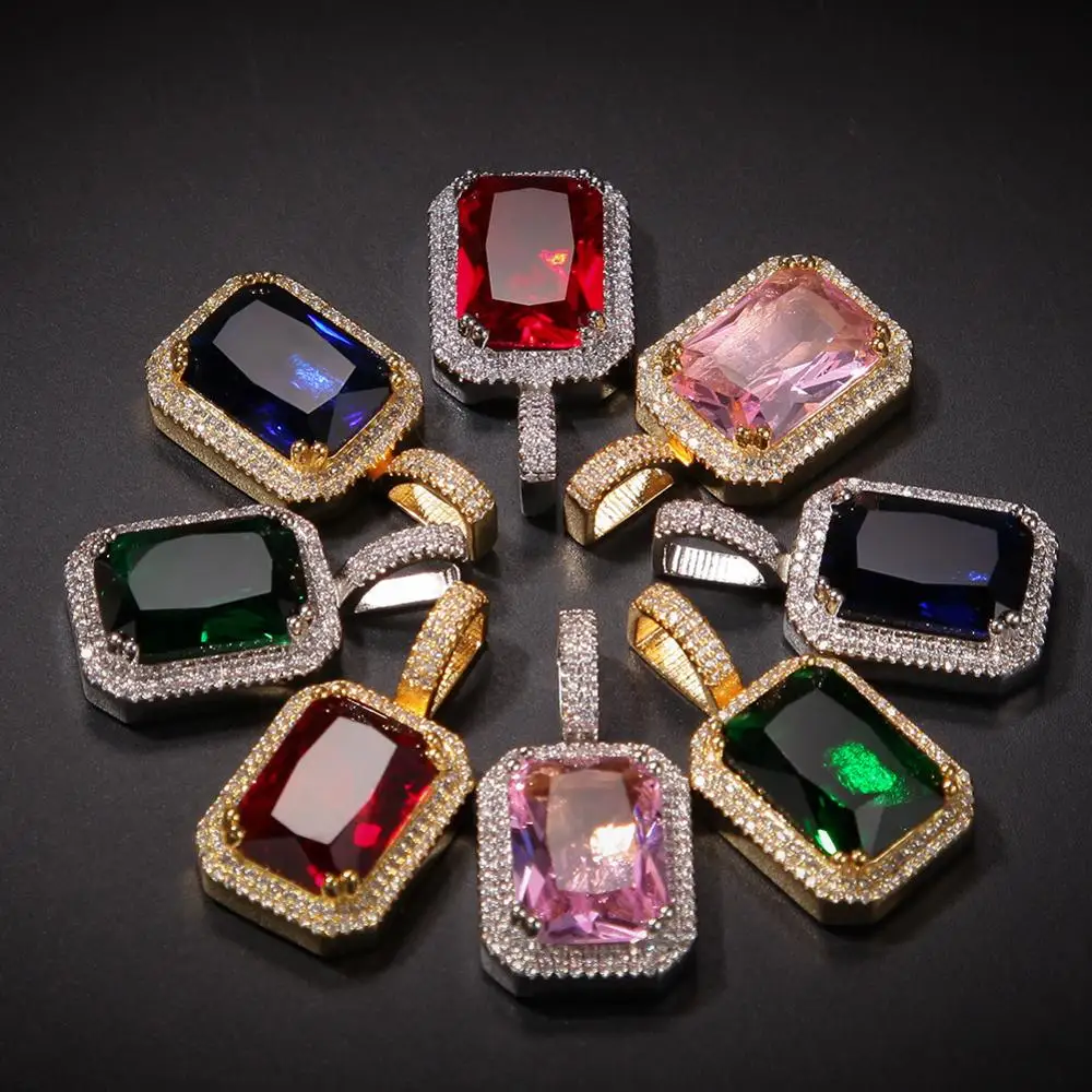 Wholesale Hiphop Big Ruby Stone Pendant 