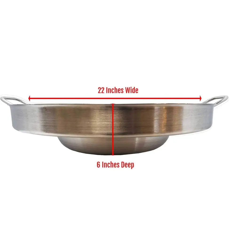 HEAVY DUTY 23'' Wide Stainless Steel Concave Gomal Griddle Pan Cooking  Grill Fry Pan Large