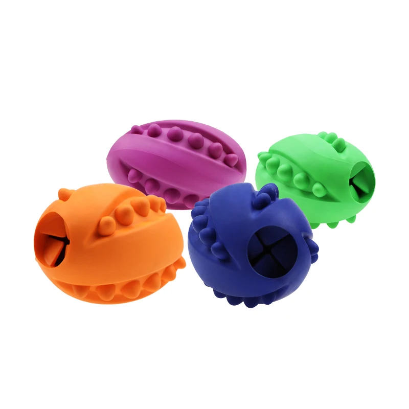 New Eco-Friendly IQ Interactive Food Dispensing Dog Treat Ball Slow Feeder for Pet Training Squeak Toy Made of Rubber Material