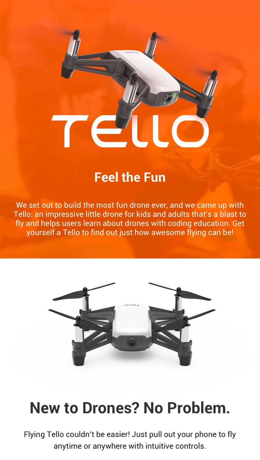 Tello Mini Camera Drone with 720P HD Remote Control, OEM Available