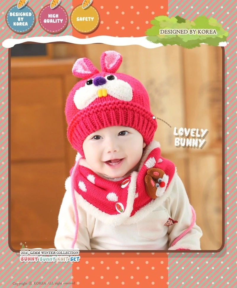 GZMM Baby Winter Hat Scarf Set, Unisex Infant Toddler Kids Hat Scarf