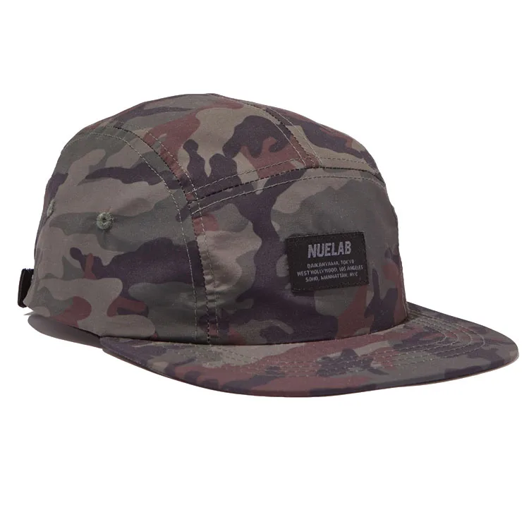 High Quality Custom LOGO Embroidery New Fashion 5 Panel Camp Cap With Woven Label