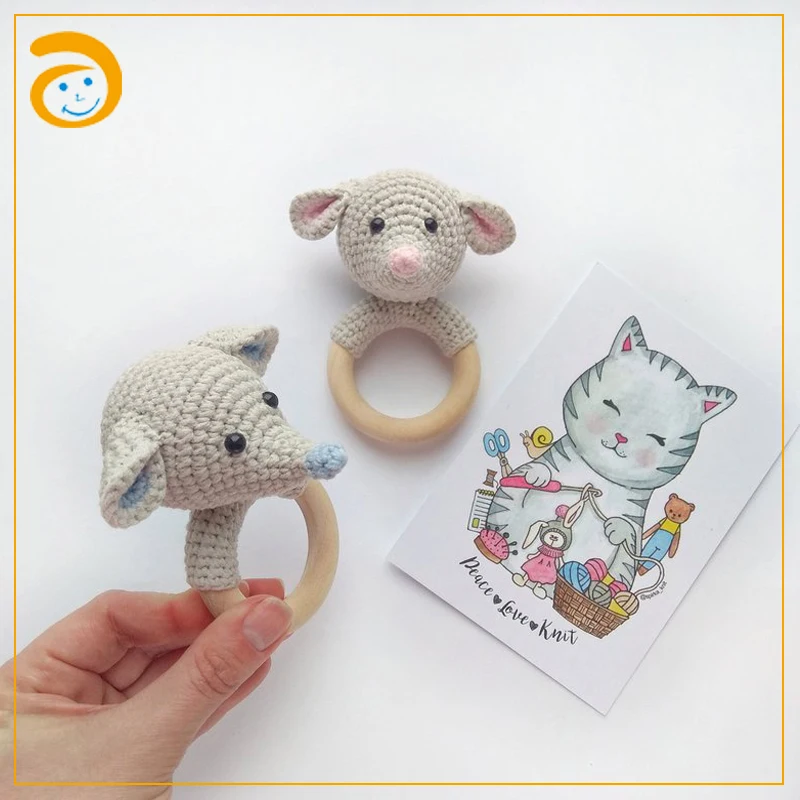 
 Детская игрушка-погремушка ручной работы, шейкер, прорезыватель со слоном  