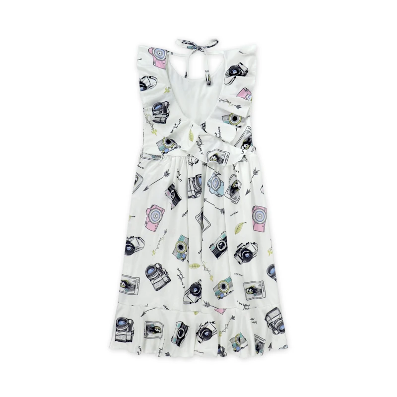 Flutter рукав рюшами Холтер платье макси длинные Детские Бутик платья Довольно Вечерние детское платье дети