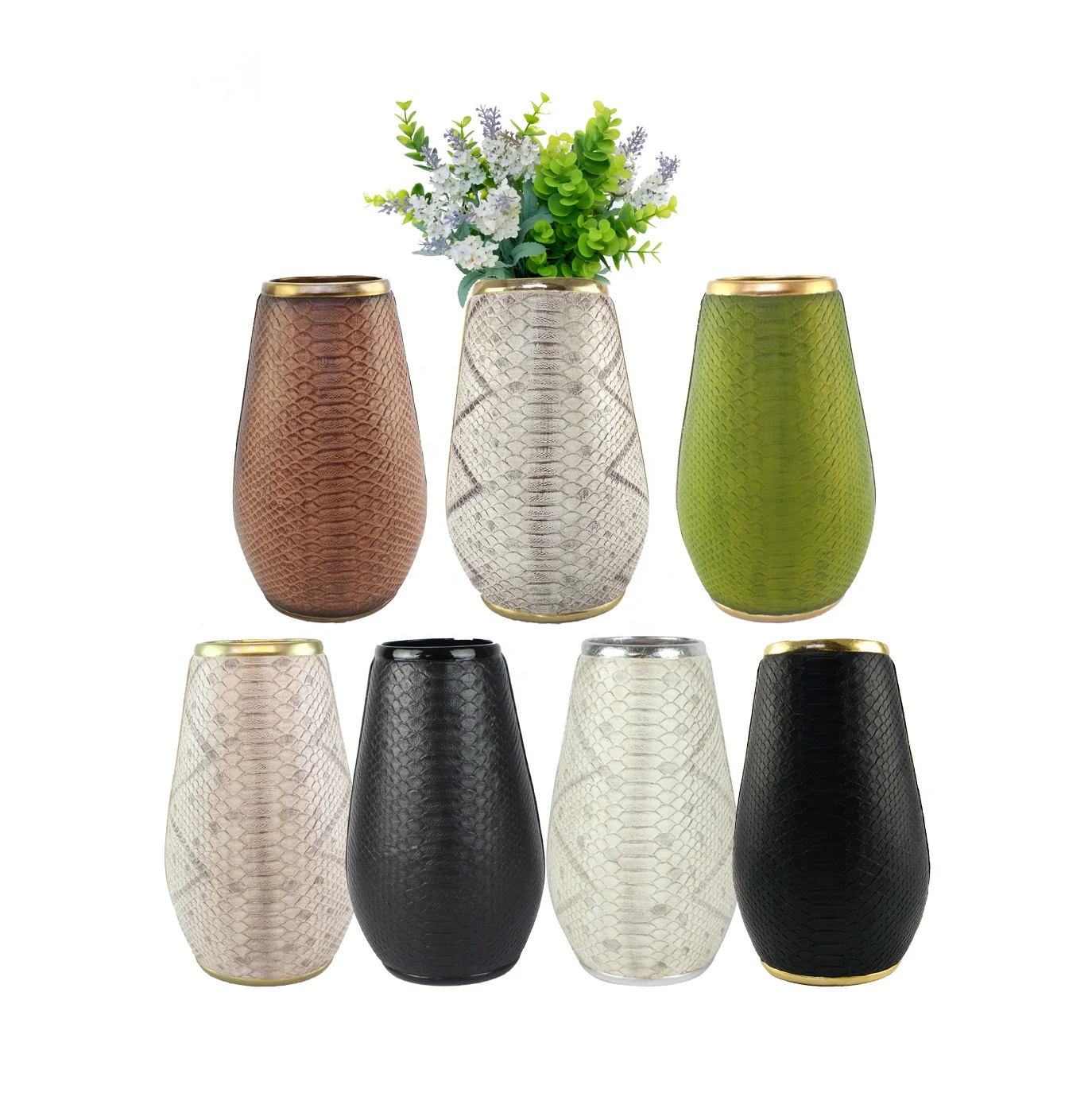 Wholesales Resin Imitation Python Leather Flower Vase for Home Decor