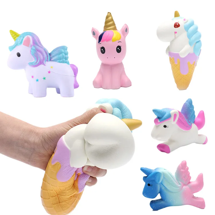 Оптовая продажа, милые Цветные Игрушки для снятия стресса в виде единорога, медленно восстанавливающие форму игрушки для детей, игрушка для снятия стресса