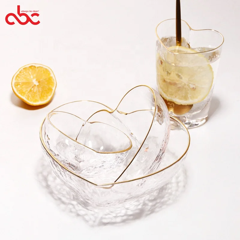 220ml 250ml 400ml 700ml Handmade Heart Shaped Gold Rim Crystal Glass Bowl For Fruit Salad Ice Cream Buy Pyrex Crystal Glass Bowl Decorative Glass Fruit Bowl Gold Rim Glass Salad Bowl Product On